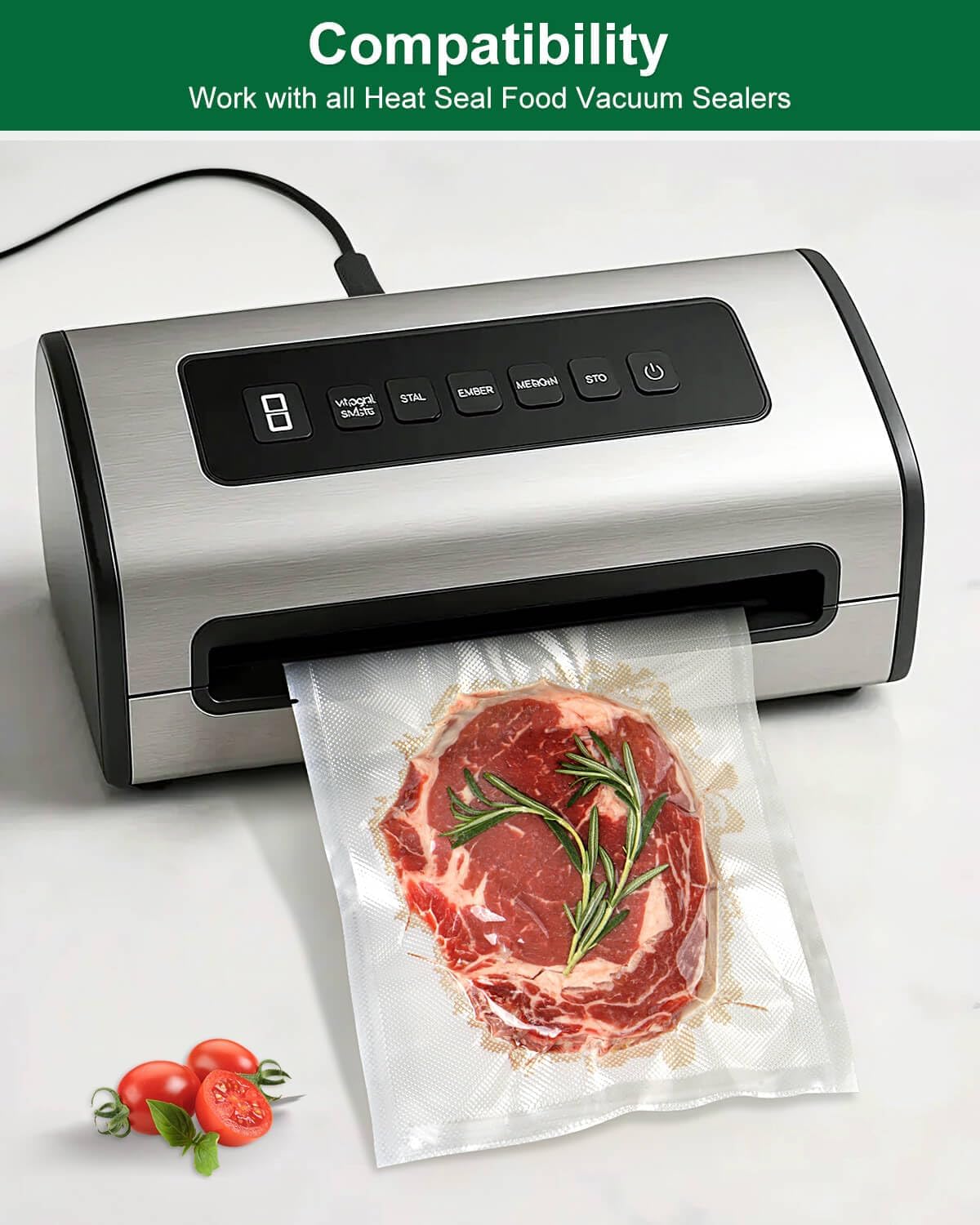 Quart Vacuum Sealer Bags - 8x11 Inch BPA-Free Heavy Duty Food Storage | 100 Count Precut with Labels