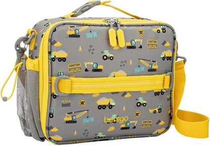 Bentgo Kids Lunch Bag - Durable Double-Insulated Lunch Bag for Kids 3+ | Easy-Clean Water-Resistant Fabric, Construction Trucks Design