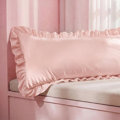 Bedsure Ruffle Body Pillow Covers, Ruffled Long Pillowc Shams, Double Brushed Microfiber Ruffled Pillow Case Covers with Envelope Closure, Blush Pink, 20" x 54"