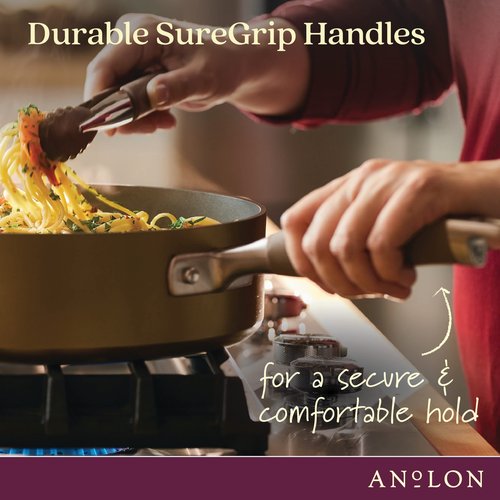 Anolon Advanced Home Hard-Anodized Nonstick Tapered Sauce Pan/Saucepot, 4.5-Quart (Bronze)