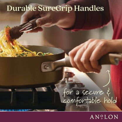 Anolon Advanced Home Hard-Anodized Nonstick Tapered Sauce Pan/Saucepot, 4.5-Quart (Bronze)