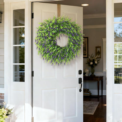 Skiennix 26" Artificial Lavender & Eucalyptus Wreath - UV Resistant Faux Greenery for Spring & Summer Decor
