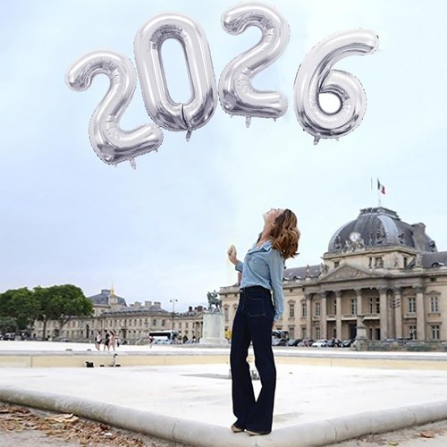 GOER 42-Inch Silver Foil Number Balloons - Perfect for 2026 New Year’s Eve & Graduation Celebrations