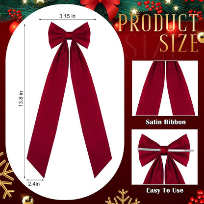 Teenyyou 12 Pcs Red Valentines Candlestick Bows - 13 Inch Large Self-Adhesive Table Decor for Weddings & Parties