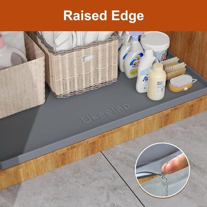 Extra Thick Silicone Mat - Waterproof Under Sink Mat for Kitchen & Bathroom | 22" x 19" Gray