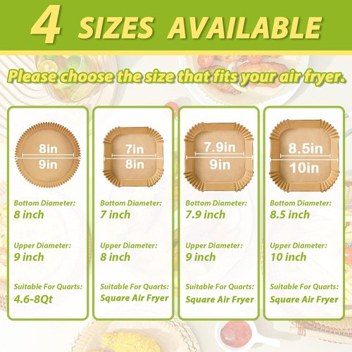 Air Fryer Liners - 10 Inch Square Non-Stick Parchment Paper | 150PCS Oil Resistant & Waterproof