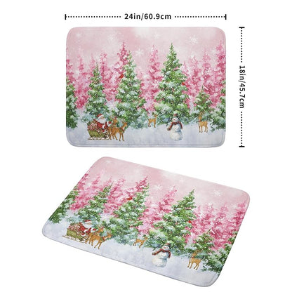 Winter Forest 24x18 Inch Dish Drying Mat - Christmas Kitchen Counter Protector