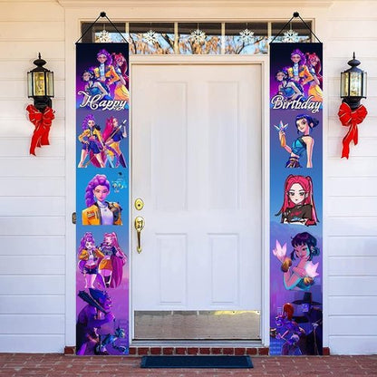 Demon Movie Hunters | 2-Piece Porch Sign Door Hanging Banner - Perfect for Birthday Party Decor