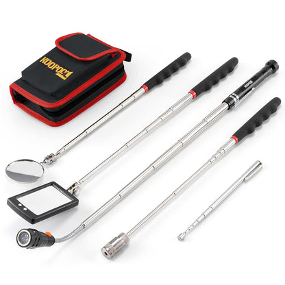 Skiennix Telescoping Magnetic Pickup Tool Set - LED Inspection Mirror & Magnet Stick | Perfect Gifts for Men