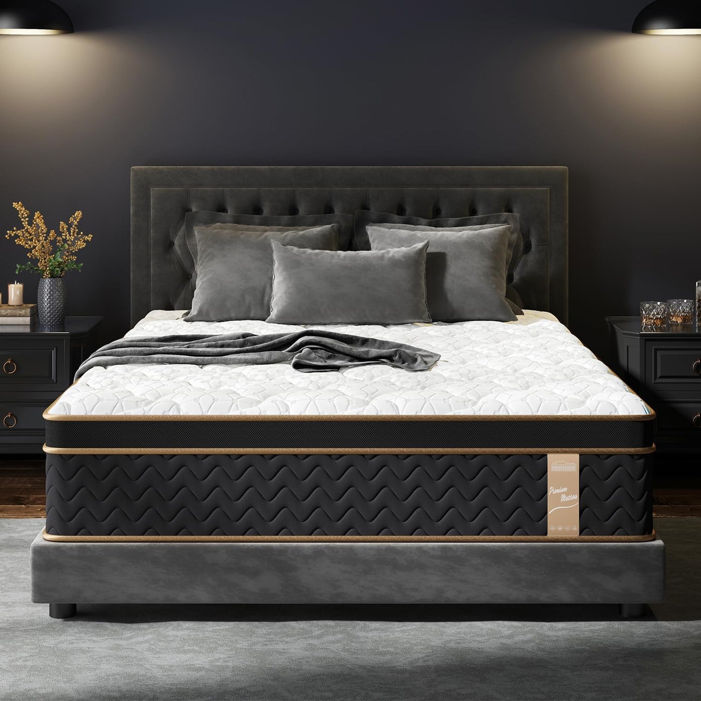 Queen Mattress - 12 Inch Cooling Hybrid Bed in a Box | 7-Zone Pocket Spring for Motion Isolation & Support