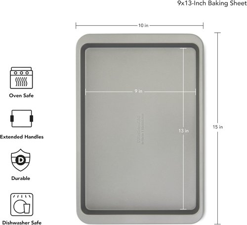 KitchenAid Nonstick Aluminized Steel Baking Sheet - 9x13in, Contour Silver Finish