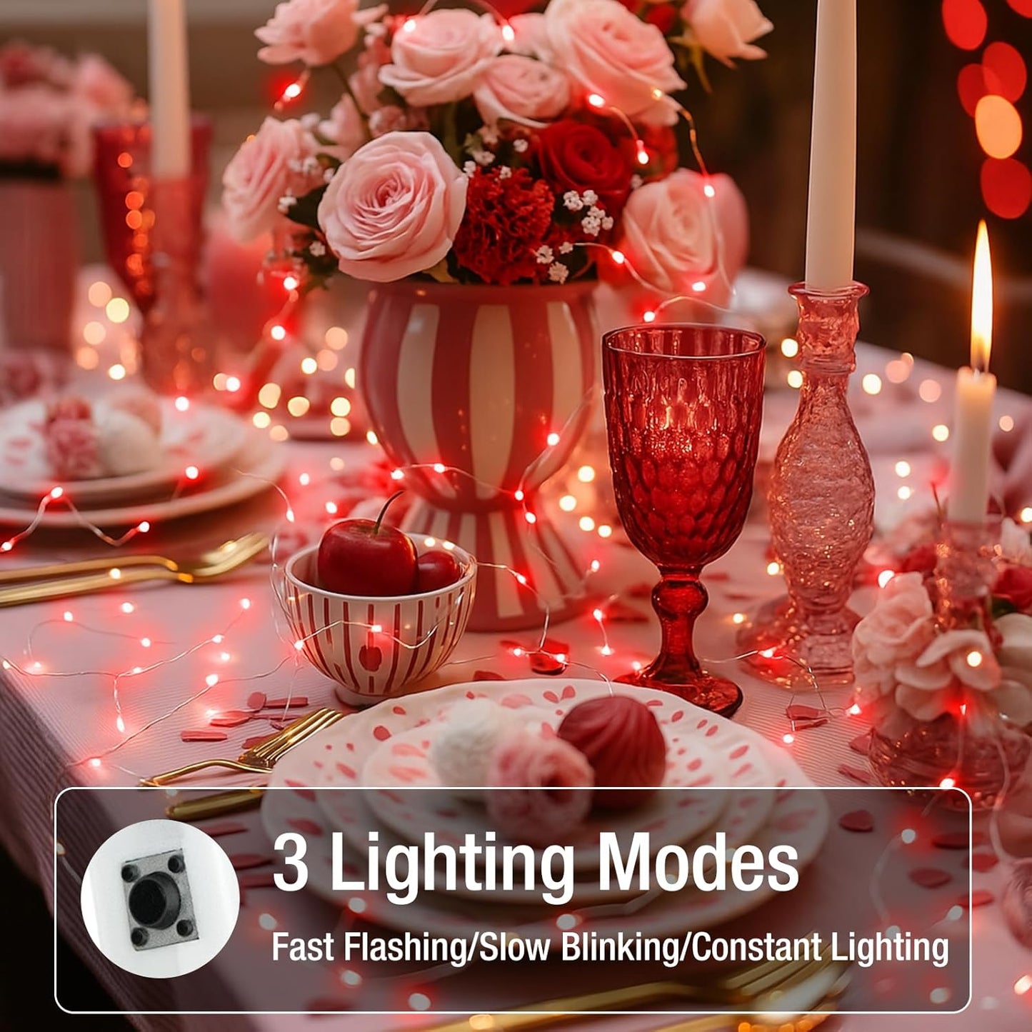 Skiennix 6 Pack Fairy Lights - 7ft Battery Operated 20 LED Twinkle Lights | Waterproof Mini String Lights for DIY Party & Wedding Decor - Red