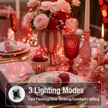 Skiennix 6 Pack Fairy Lights - 7ft Battery Operated 20 LED Twinkle Lights | Waterproof Mini String Lights for DIY Party & Wedding Decor - Red