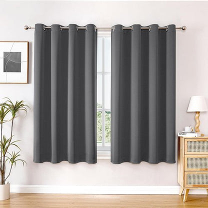 ChrisDowa Blackout Curtains - Thermal Insulated Room Darkening Panels, 54 Inches Long, Grey (Set of 2)