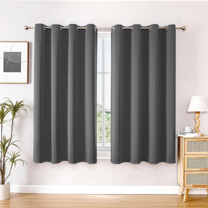 ChrisDowa Blackout Curtains - Thermal Insulated Room Darkening Panels, 63 Inches Long, Grey (Set of 2)