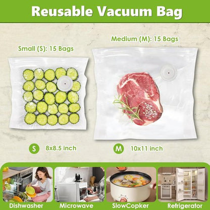 Handheld Vacuum Sealer - Compact Food Saver with Visible Water Tank & 30 Reusable Bags | 6X Freshness Preservation