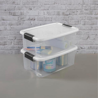 Sterilite Clear Plastic Storage Containers - Stackable 30 Quart & 18 Quart Bins with Latching Lid | 6 Pack