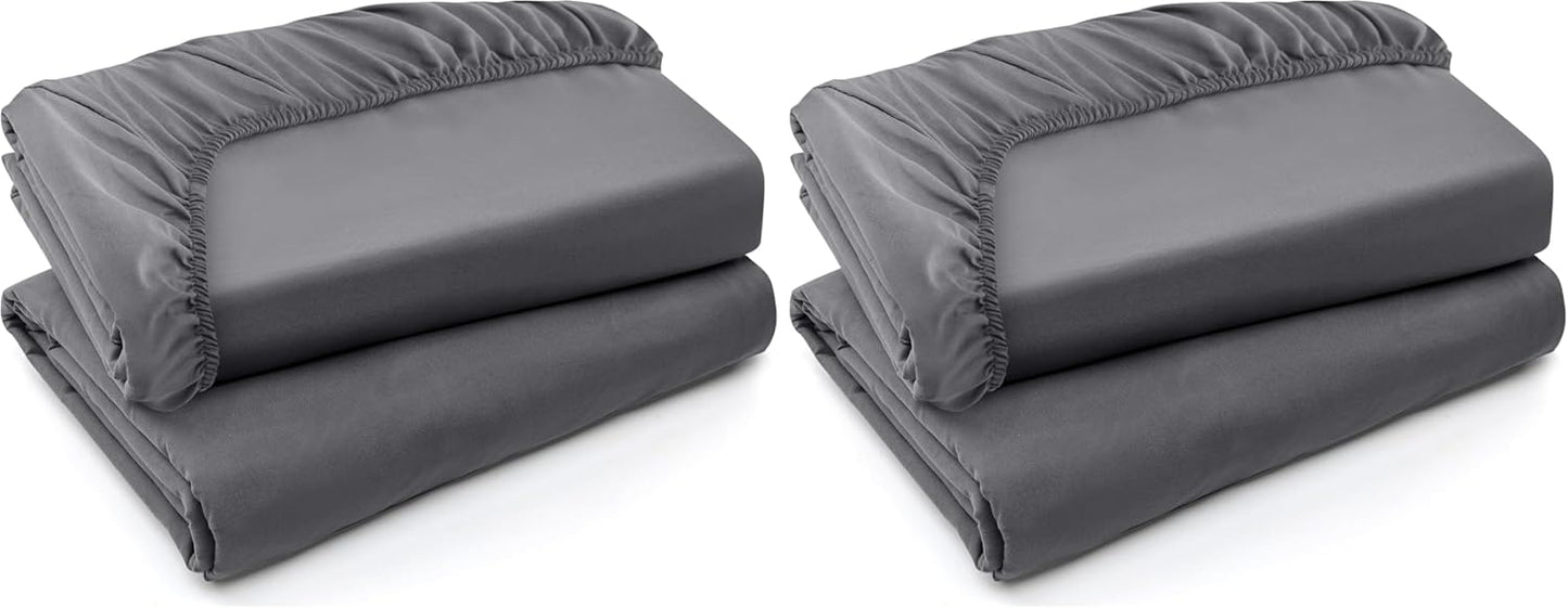 Utopia Bedding Twin Fitted Sheets - Soft Brushed Microfiber - Deep Pockets - 4 Pack in Grey