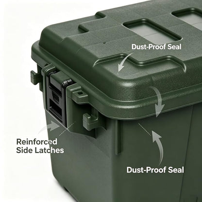 14 Gallon Lockable Weather-Resistant Plastic Storage Trunk with Wheels and Recessed Handles - Green