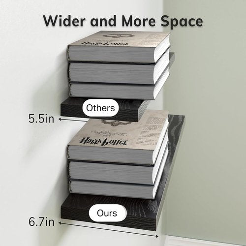 BAYKA Floating Wall Shelves - Set of 3 Stylish Black Shelves | 15.7 Inches & 36 Inches