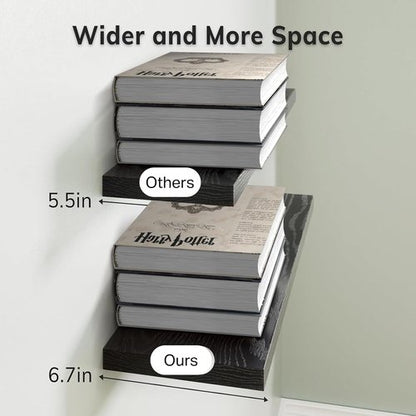 BAYKA Floating Wall Shelves - Set of 3 Stylish Black Shelves | 15.7 Inches & 36 Inches
