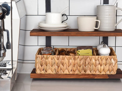StorageWorks Wicker Storage Baskets - 4-Section Natural Water Hyacinth Organizers | 2-Pack for Pantry