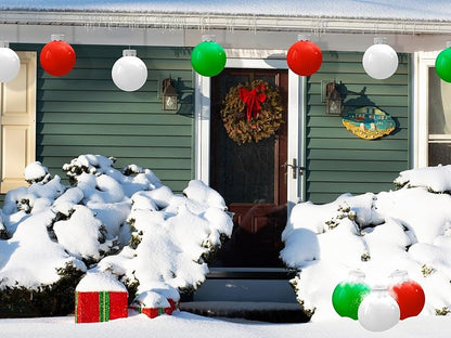 18 Pcs 9-Inch Outdoor Christmas Inflatable Balls for Yard, Porch, Garden - Blue, Red, Green
