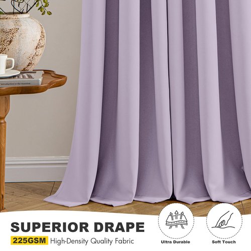 MIULEE Lilac Blackout Curtains for Bedroom Living Room 72 Inches Long 2 Panels, Thermal Insulated Room Darkening Drapes Solid Grommet Noise Reduction Light Blocking Window Treatments 40x72 Inch