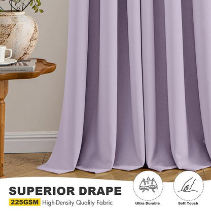 MIULEE Lilac Blackout Curtains for Bedroom Living Room 72 Inches Long 2 Panels, Thermal Insulated Room Darkening Drapes Solid Grommet Noise Reduction Light Blocking Window Treatments 40x72 Inch