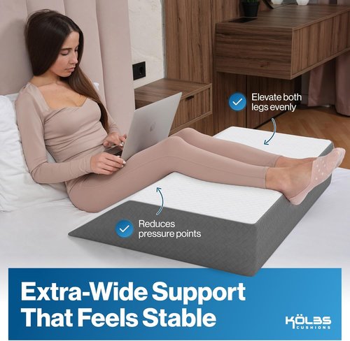 Kölbs Extra Wide Leg Elevation Pillow - Chic Jacquard Cover for Comfort | XL Size for Knee & Ankle Support