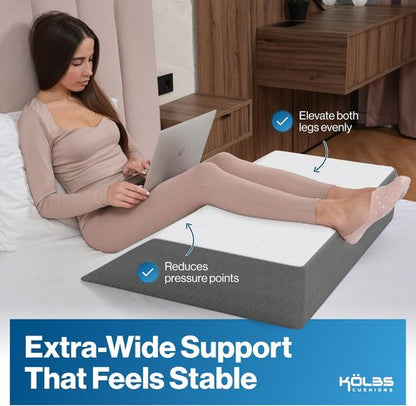 Kölbs Extra Wide Leg Elevation Pillow - Chic Jacquard Cover for Comfort | XL Size for Knee & Ankle Support