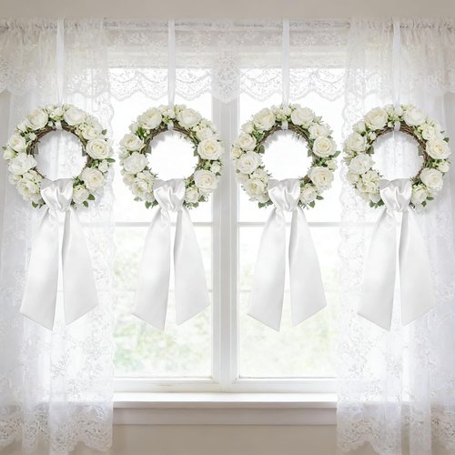 Dream Loom Wreath Sash - 12pcs White Garland Ribbon for Front Door Decor | Xmas & Wedding Decor