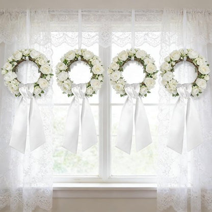 Dream Loom Wreath Sash - 12pcs White Garland Ribbon for Front Door Decor | Xmas & Wedding Decor