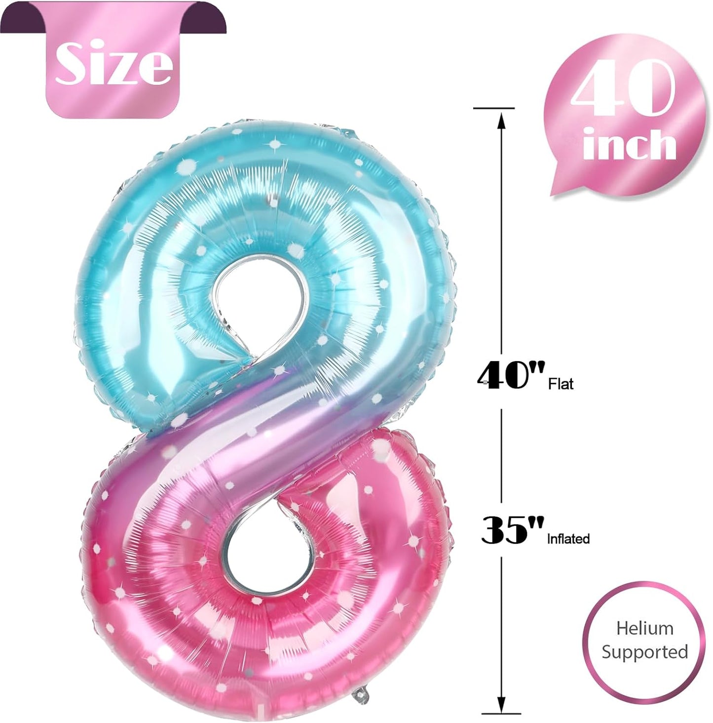 Starry Sky | 40-Inch Number 8 Balloon - Perfect Decorations for Girls' 8th Birthday Party