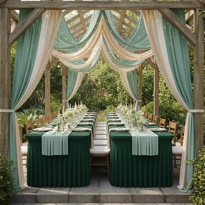 4 Pack 6ft Hunter Green Spandex Tablecloths - Fitted 72 Inch Table Cover, Wrinkle-Resistant