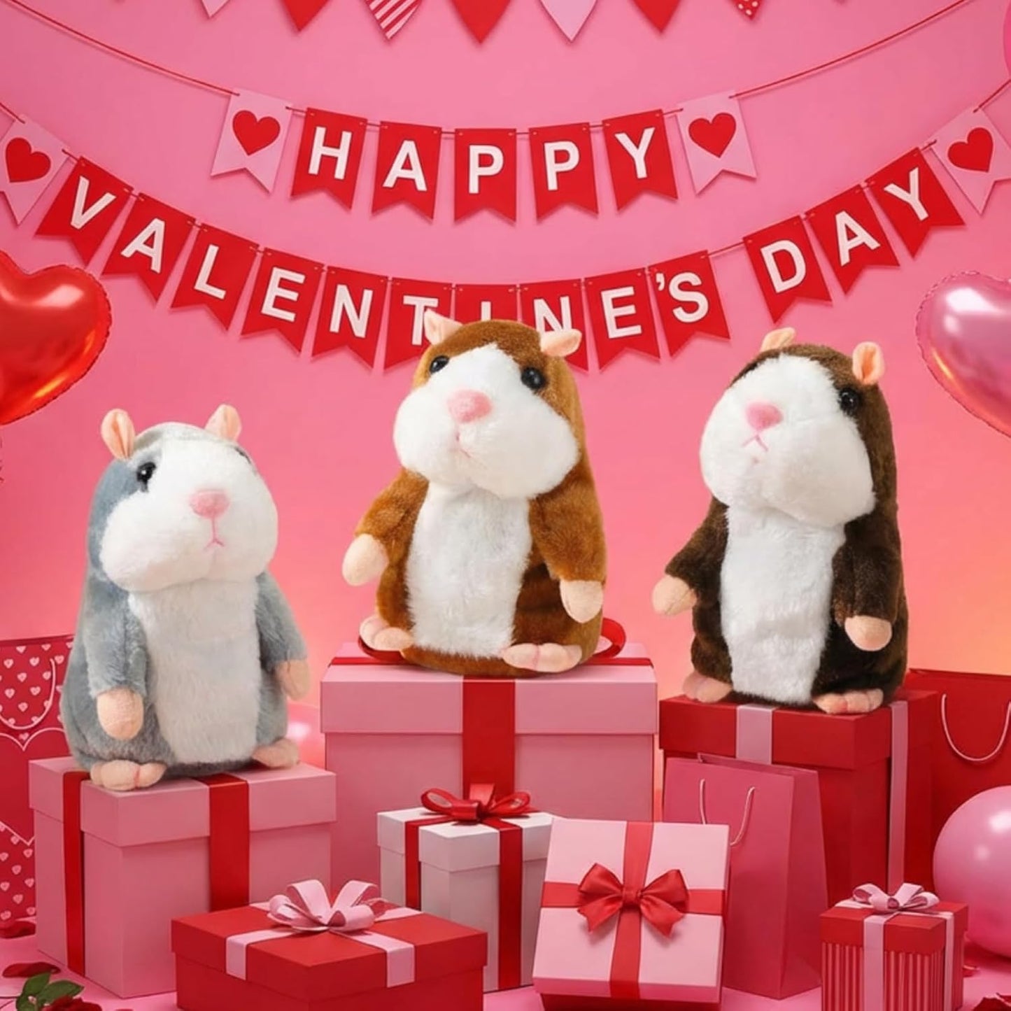 Skiennix Talking Hamster Plush Toy - Interactive Repeats What You Say | 3 Pcs Set for Kids' Gifts