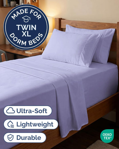 Skiennix Extra Deep Twin XL Sheet Set | 4-Piece Breathable Cooling Bedding - Soft, Wrinkle-Free Lavender