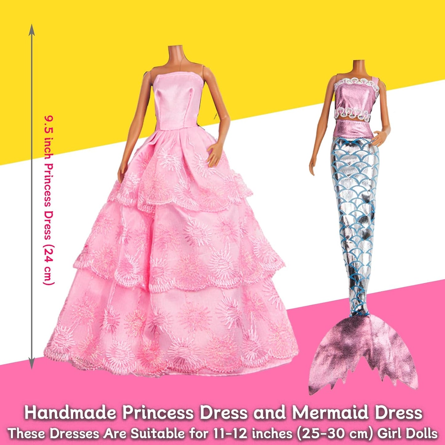 ZTWEDEN Doll Clothes Set - 90 Pcs for 11.5 Inch Girl Dolls | 10 Handmade Outfits & 78 Accessories