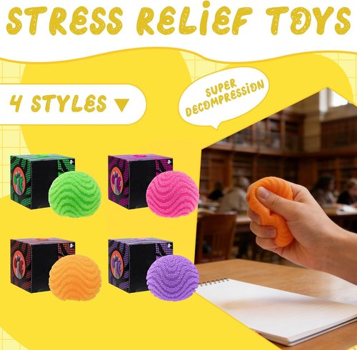 Fuzz Ball | Soft Squishy Toy for Anxiety Relief - Sensory Stress Ball in Hot Pink