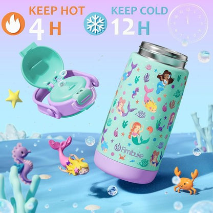 Fimibuke Kids Insulated Water Bottle - 14oz BPA-Free Stainless Steel Tumbler with Straw Lid & Handle