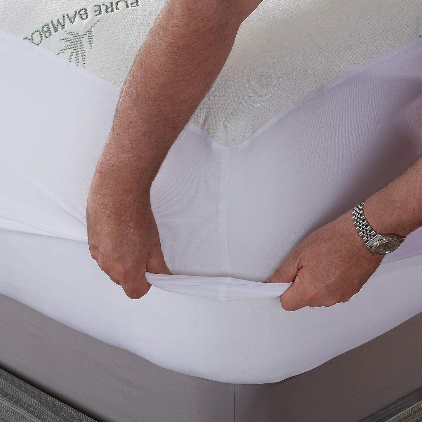 PURE BAMBOO King Mattress Protector - Waterproof, Breathable & Noiseless Cover for Moisture & Stain Protection