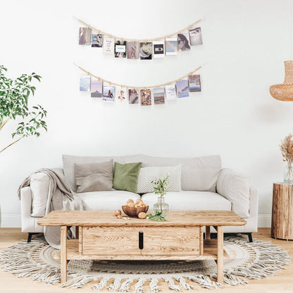 Mkono Hanging Photo Display - Boho Wooden Bead Garland with 10 Clips | Brown, 2 Pack - Perfect for Bedroom Decor