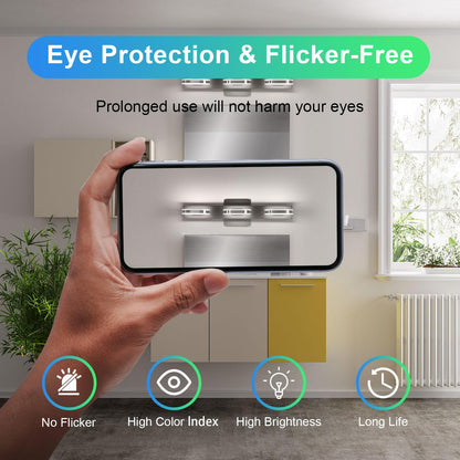 Myhaptim Modern LED 3 Lights Vanity Light for Bathroom Modern Vanity Light Fixture Wall Sconce 19 Inch Natural White Light (Black)