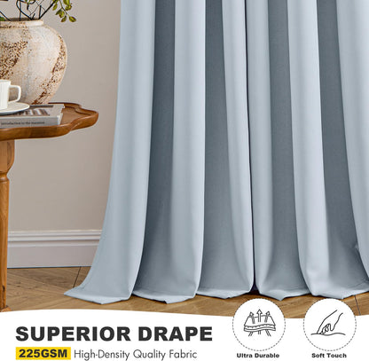 MIULEE Light Blue Blackout Curtains - Thermal Insulated Room Darkening Drapes | 63-Inch Grommet Panels