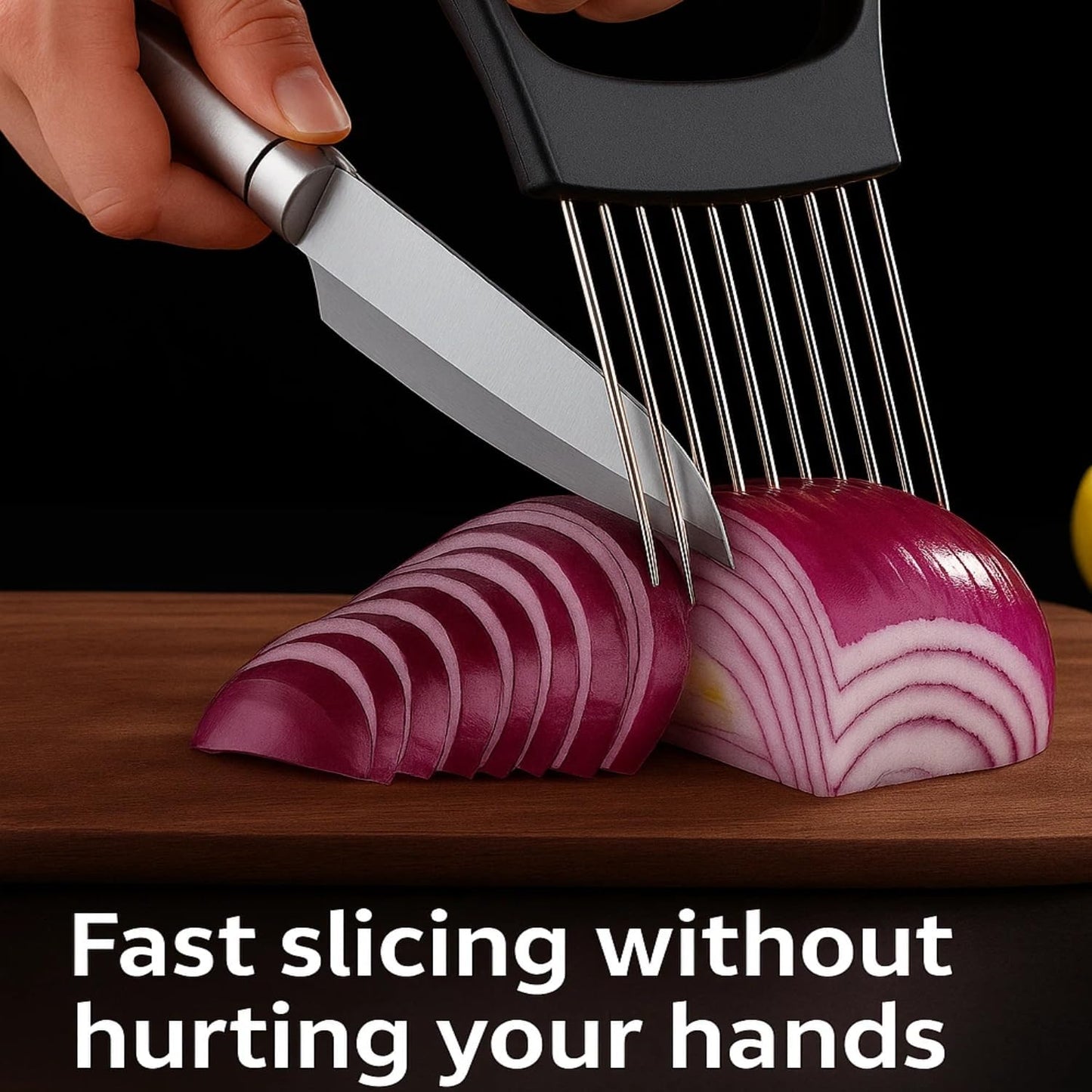 Skiennix Onion Slicer - Upgraded Chopper Tool for Effortless Slicing of Vegetables & Meat | Black