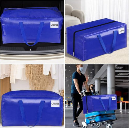BlissTotes Heavy Duty Moving Bags - Extra Large Collapsible Storage Totes | 125L, 4 Pack with Tag Pockets