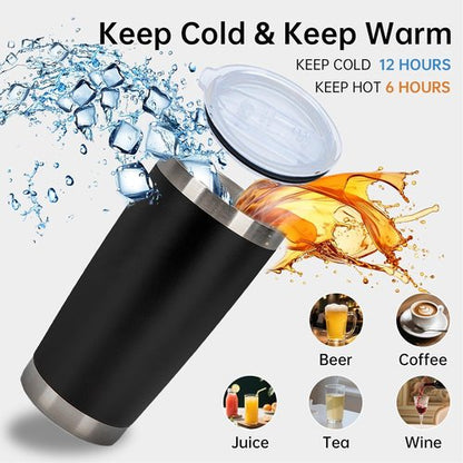 IEOVIEE 20oz Stainless Steel Tumblers - 32 Pack Double Wall Insulated Travel Mugs with Lids & Straws | Black