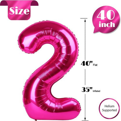Hot Pink Number 2 Balloon - 40 Inch 2nd Birthday Decoration for Toddlers | Sparkling Party Decor