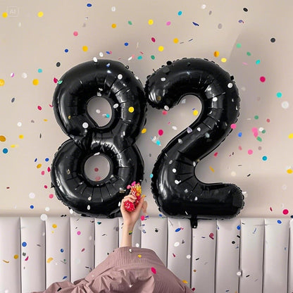 28-Inch Black Number 28 Mylar Balloon - Jumbo Foil Helium Balloon for Birthday & Wedding Celebrations