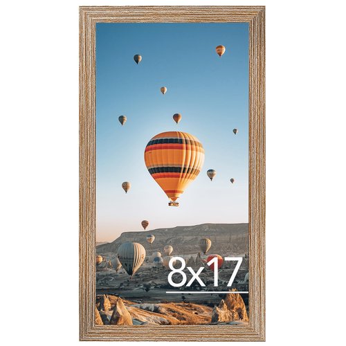 JCJMY 8x17 Picture Frame Rustic Brown for Poster Photo Picture, Horizontal and Vertical Formats for Wall Hanging, 8 x 17 Wall Gallery Poster Photo Frame for 8 by 17 Photos Posters, Rustic Brown
